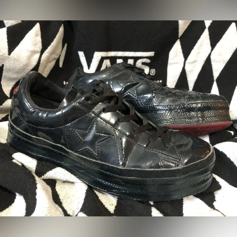 Converse Men’s Black Patent Star Low-Top Platform Sneakers